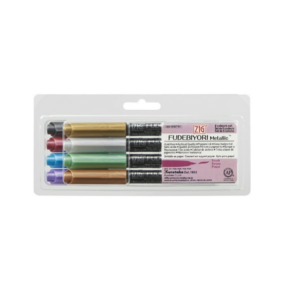 Kuretake Zig Fudebiyori Metallic Brush Pen Set