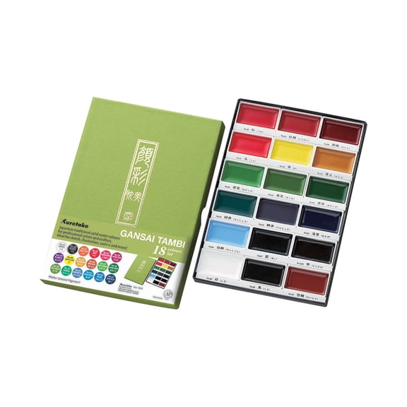 Kuretake Zig Gansai Tambi Watercolor Set, 18-Colors