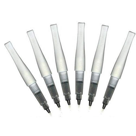 Kuretake Zig Wink of Stella Glitter Brush Pen (MS55), Nylon Brush, 14 Colors[Clear Glitter,6 Pack]