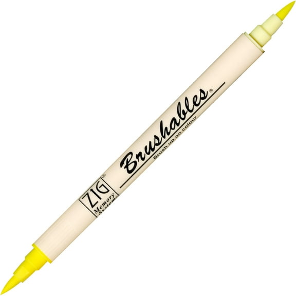 Kuretake Zig ZIG Brushables Dual-Tip Marker, Pure Yellow