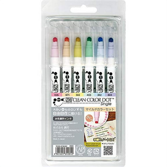 Kuretake water-based pen ZIG clean color dots single 6 colors TCSD-6100/6V