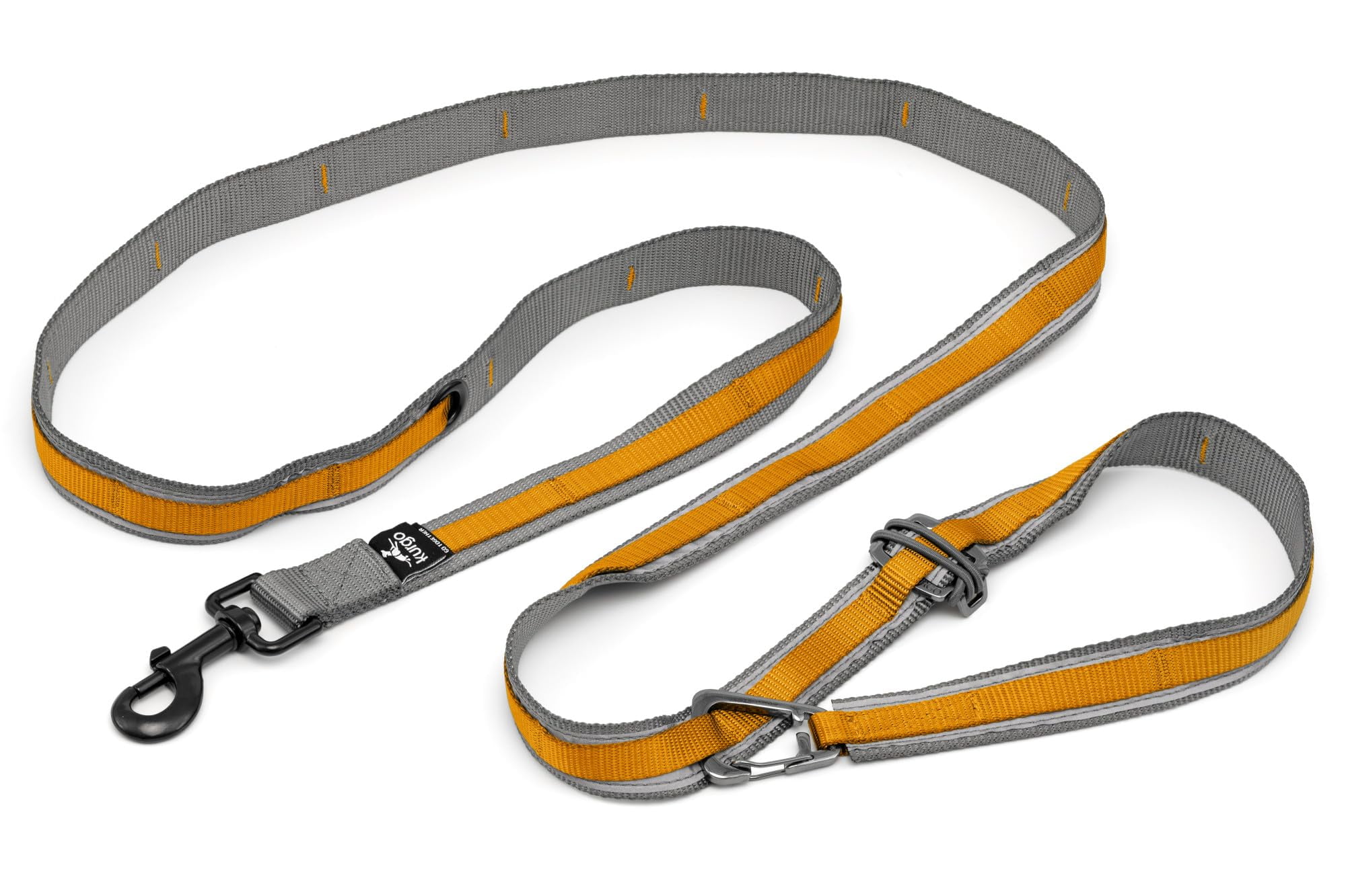 Kurgo 6 in 1 Quantum Leash, Hands Free Leash for Dogs, Running Belt Lead, Crossbody & Waist Belt Style, Reflective, Carabiner Clip, For Training, Hiking, or Jogging, orange