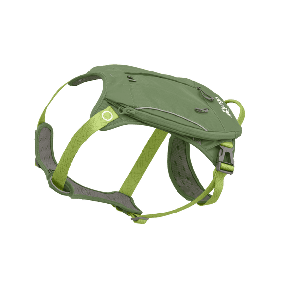 Kurgo Cascade Harness, Pet Harness with Backpack for Camping with a Dog, Green, Large