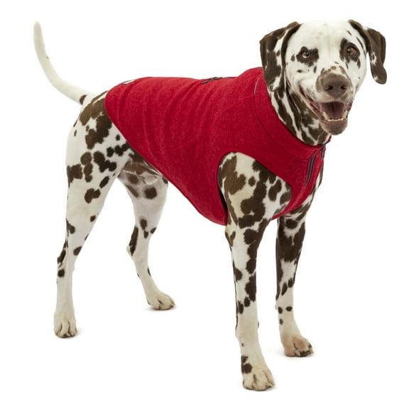 Kurgo Core Dog Sweater, Knit Dog Sweater With Fleece Lining, Cold Weather Pet Jacket, Zipper Opening for Harness, Adjustable Neck, Year-Round Sweater for Large Dogs (Heather Red, X-Large)