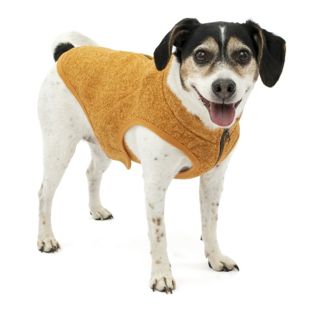 Kurgo Core Dog Sweater Knit Dog Sweater With Fleece Lining Cold Weather Pet Jacket Zipper Opening for Harness Adjustable Neck Year Round Sweater for Small Dogs Heather Orange Small Walmart Business Su...