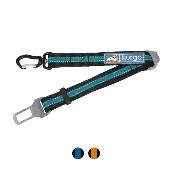 Kurgo Direct to Seatbelt Tether for Dogs, Car Seat Belt for Pets, Adjustable Dog Safety Belt Leash, Quick & Easy Installation, Works with Any Pet Harness, (Swivel Tether, Coastal Blue)