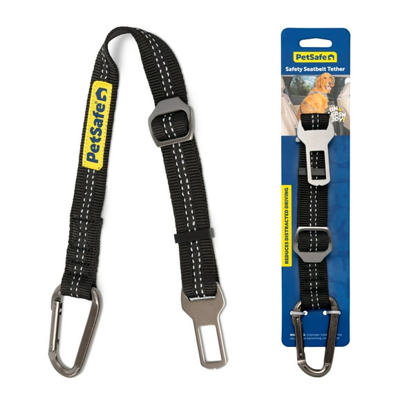 PetSafe Safety Seatbelt Tether for Dogs, for any Pet Harness, Easy Installation, Nylon/Steel, Black