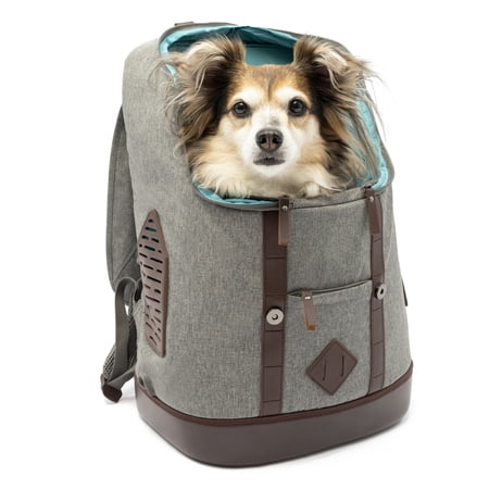 Kurgo Dog Carrier Backpack for Small Pets - Dogs & Cats | TSA Airline Approved | Cat | Hiking or Travel | Waterproof Bottom | G-Train | Ruck Sack | Heather Grey