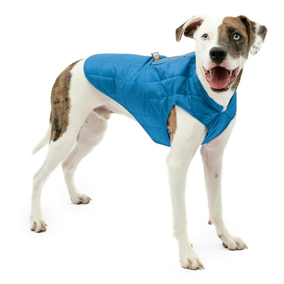 Kurgo Loft Dog Jacket, Reversible Dog Coat, Water Resistant, Reflective, Winter Coat For Large Dogs (Coastal Blue, L)