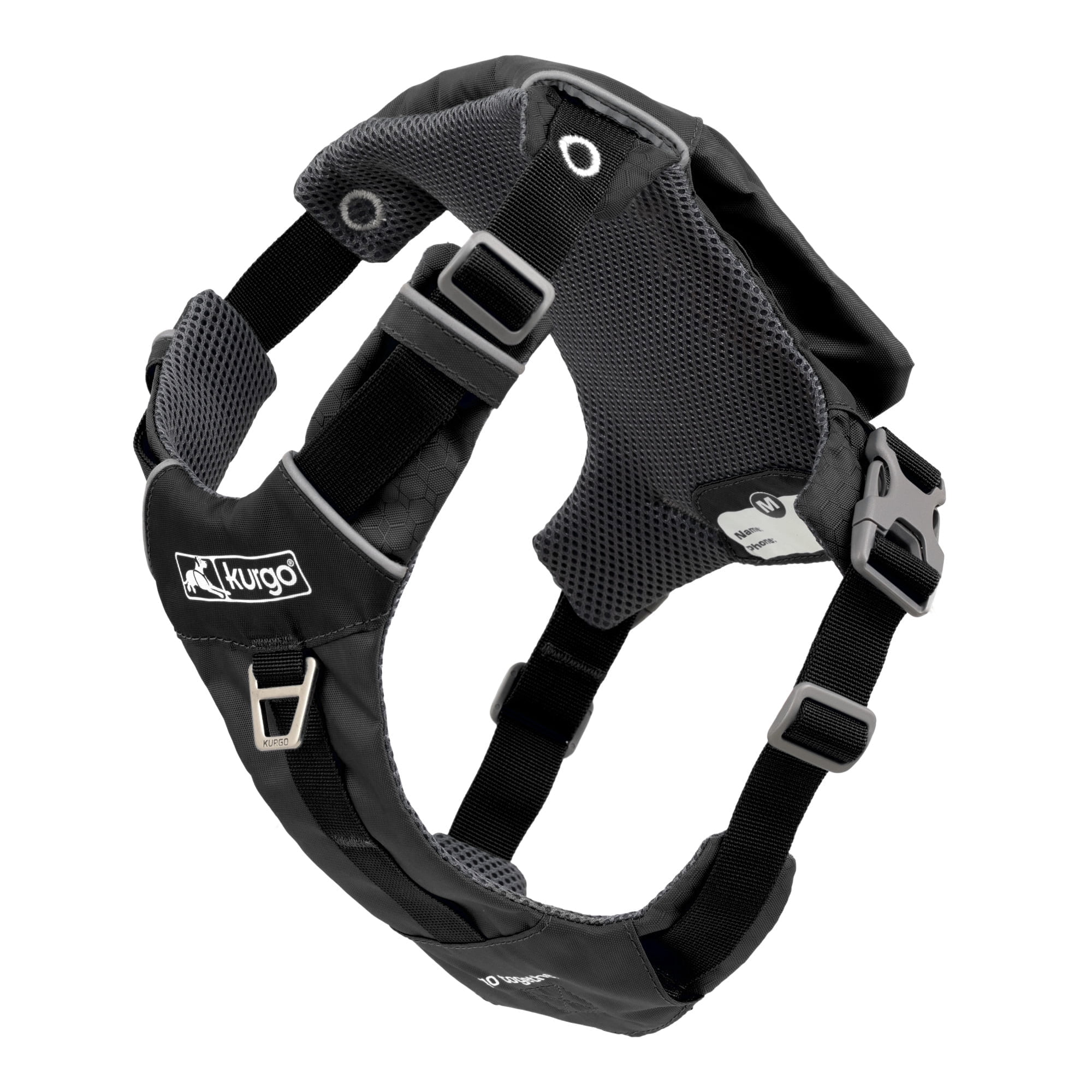 Kurgo Stash n’ Dash Dog Harness, Folds into a Pouch, for Running, Hiking, Reflective, Black, Medium