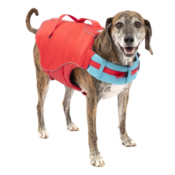 Kurgo Surf n’ Turf Dog Life Jacket, Floatation Vests for Dogs, Dog PFD, Chili Red, Large