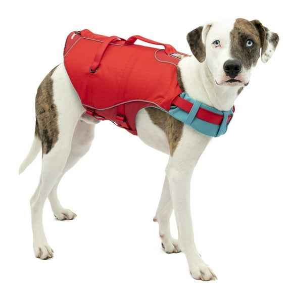 Kurgo Surf n’ Turf Dog Life Jacket, Dog Life Vest for Swimming, Floatation Vests for Dogs, Dog PFD, Reflective, Adjustable (Chili Red, M)