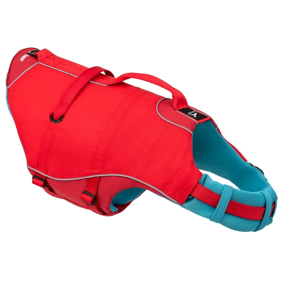 Kurgo Surf n Turf Dog Life Jacket, Lifejacket for Dogs, Dog Water Life Vest, Kayak Life Jacket for Pets, Dog Rain Jacket, For Pool or Lake, Reflective, Machine Washable, Chili Red (Medium)