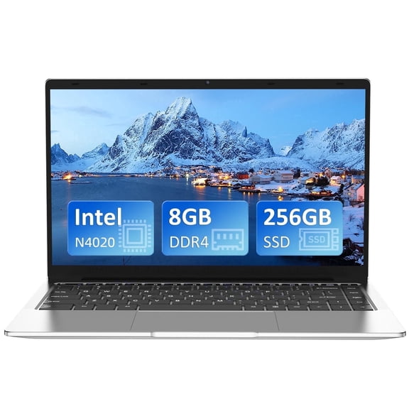 KURIETIM 14.1 Inch FHD Laptop, Intel Celeron N4020, 8GB RAM 256GB SSD, Windows 11 Pro, 180° Hinge, Business & Student Laptop