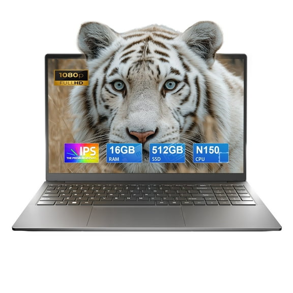 15.6 inch Laptop Computer, Intel N150, 16GB RAM 512GB SSD, Backlit Keyboard, Fingerprint Unlock,Win11 Pro