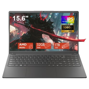 15.6 Inch Gaming Laptop,AMD Ryzen 7 5825U Processor (8C/16T,2.0-4.5GHz),32GB DDR4 RAM 1TB SSD Laptop Computer with Backlit KB