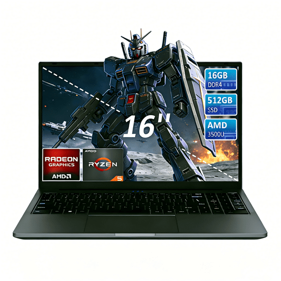 KurieTim T160R 16-Inch Business Laptop Laptop, AMD Ryzen 3500U, 16GB RAM, 512GB SSD, Gray