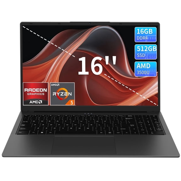 KurieTim T160R 16-Inch Business Laptop , AMD Ryzen 3500U, 16GB RAM, 512GB SSD, Windows 11 Pro,Gray