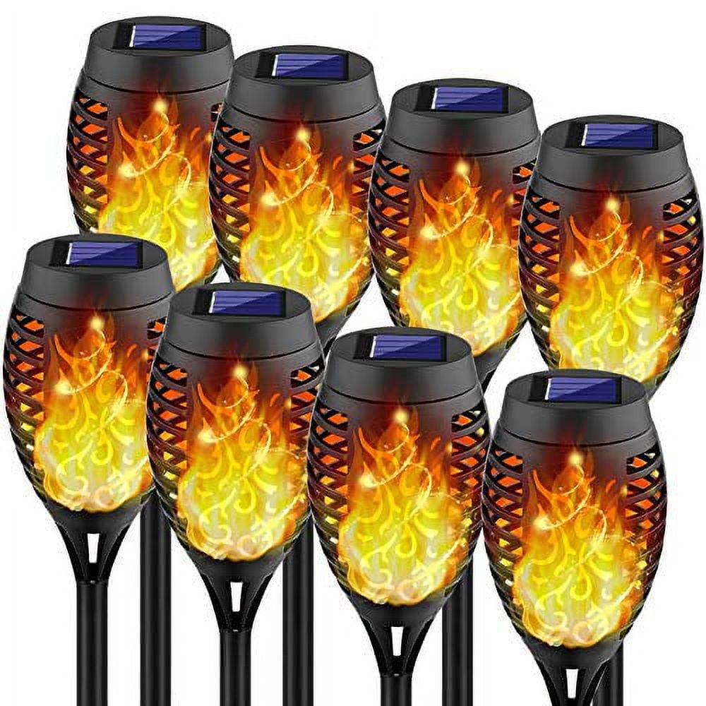 Solar LED Flickering Flame Pathway Lights, 8-Pack, Yellow ABS