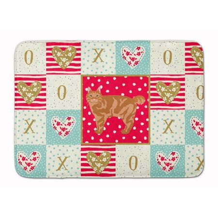 Kurilian Bobtail Cat Love Machine Washable Memory Foam Mat
