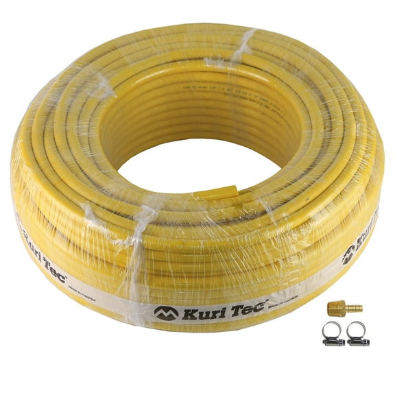 Kuriyama Kuri Tec A1661 Yellow Poly 600 PSI Turf/Tree Spray Hose 300-Foot x 1/2-Inch with Hose Barb and 2 Hose Clamps (Bundle, 4 Items)