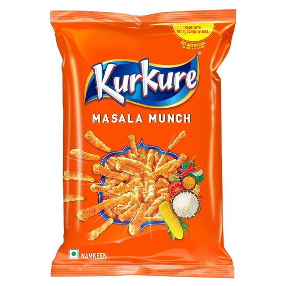 Kurkure Masala Munch (Pack of 6) Indian Crunchy Masala Snack, Spicy Tangy Puffed Corn and Rice Sticks, Namkeen