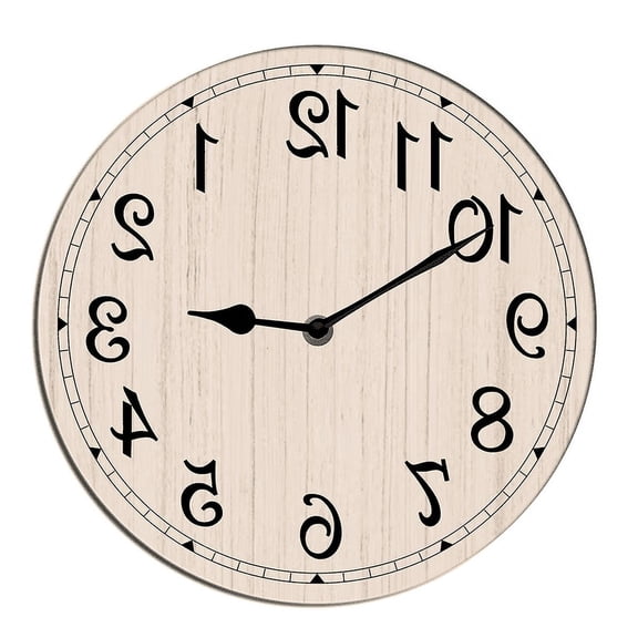 Kurmntregon Backwards Wall Clock Reverse Arabia Numbers Non Ticking Silent Kitchen Clock Battery Operated Clocks For Living Room Bedroom Living Room Decor Round 10"