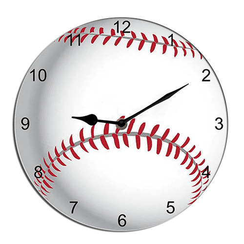 Kurmntregon Baseball Wall Clock Sport Ball Wall Clock Wooden Clock Wall Decor Battery Operated Clocks Wall Clock Non Ticking Quartz Analog Bathroom Clock Round 10inch