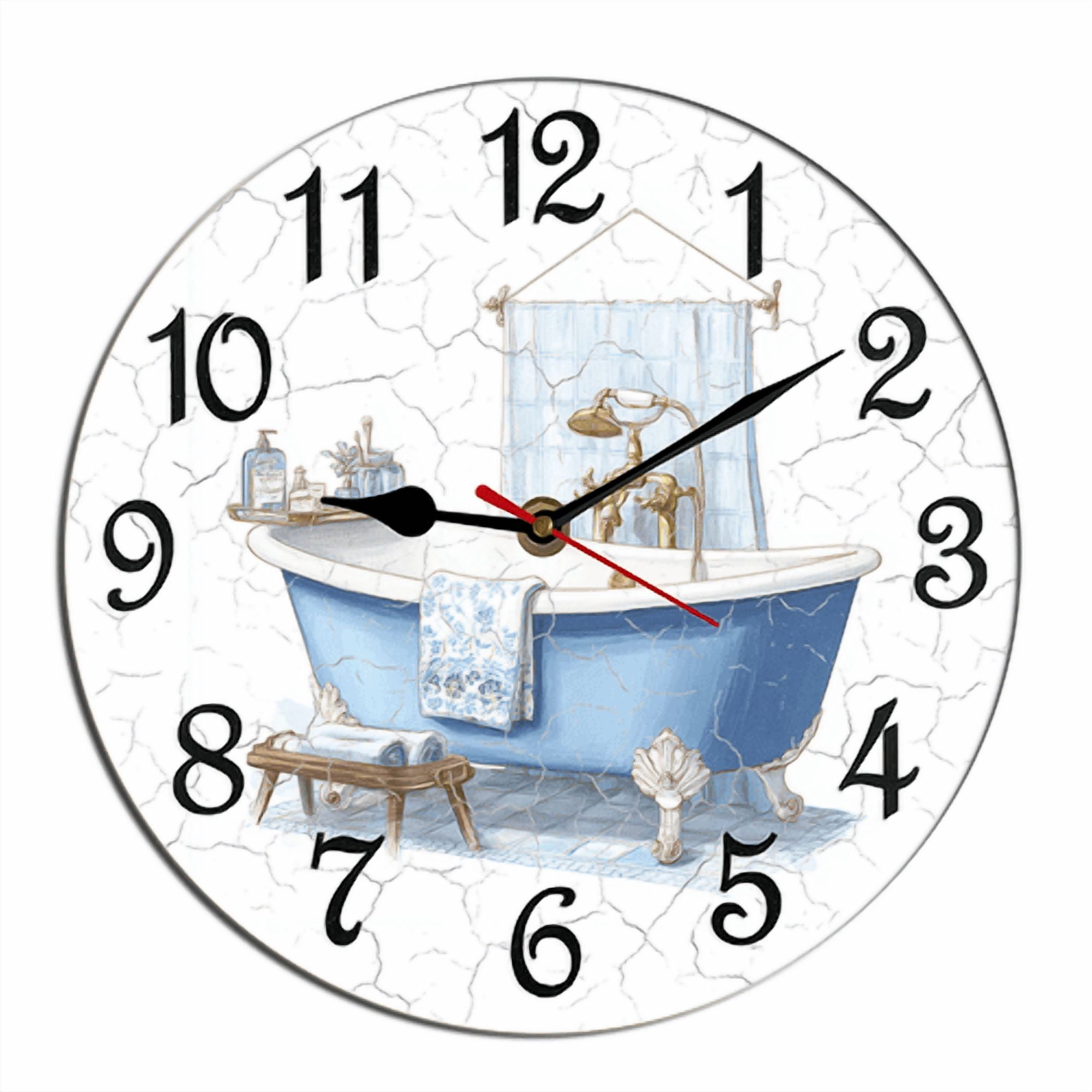 Kurmntregon Bathroom Wall Clock Bathtub Hot Tub Wooden Animal Toilet Clock For Living Room, Battery Operated Easy To Read Bedroom, Bathroom And Kitchen Housewarming Seasonal Round 10"