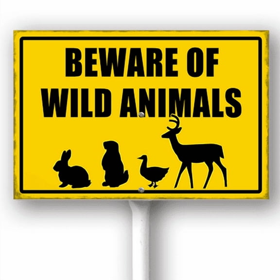 Kurmntregon Beware Of Wild Animals Sign With Stake Private Property Animal Yard Caution Neighborhood Aluminum Outdoor Lawn Roads Street Business Porch Farmhouse Ranch Farm Courtyard 8x12inch