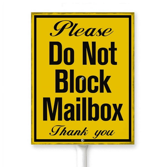 Kurmntregon Do Not Block Mailbox Sign With Stake No Parking Street Yard Business Caution Notice Caution Safety Metal Decoration Rustproof Sturdy Aluminum Plaque For Outdoor Use 6x4.6"