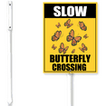 thumbnail image 1 of Kurmntregon Butterfly Crossing Sign With Stake Slow Sign Aluminium Sign 6x4.6inch Wildflower Sign Decorative Outdoor Flower Plants Landscaping Signs Yard Grass Lawn Art Stake Kit, 1 of 7