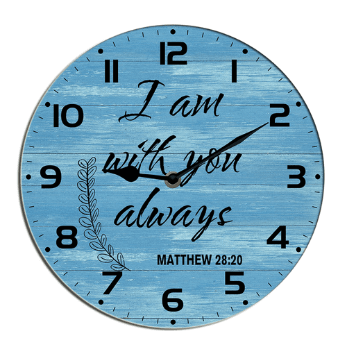 Kurmntregon Christian Wall Clock I Am Will Your Always Bible Verse Jesus Religious Inspirational Quote God Scripture Wooden Silent Non Ticking For Bedroom Living Room Round 10"