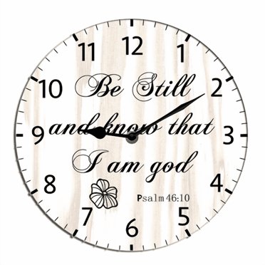 Kurmntregon Christian Wall Clock Be Still And Know That i Am God Religious Bible Verse Jesus Inspirational Quote Scripture Silent Non-Ticking Decorative Clock Home Decorative Round 10"
