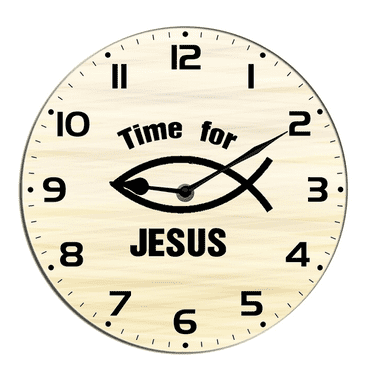 Kurmntregon Christian Wall Clock Time Forjesus Religious Bible Verse Jesus Inspirational Quote Scripture Silent Non-Ticking Decorative Clock Home Decorative Round 10"