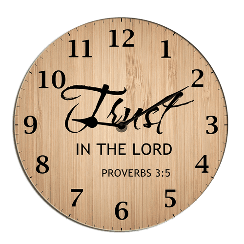 Kurmntregon Christian Wall Clock Trust In The Lord Bible Verse Jesus Religious Inspirational Quote God Scripture Non Ticking Silent Kitchen Clock Bedroom Living Room Round 10"