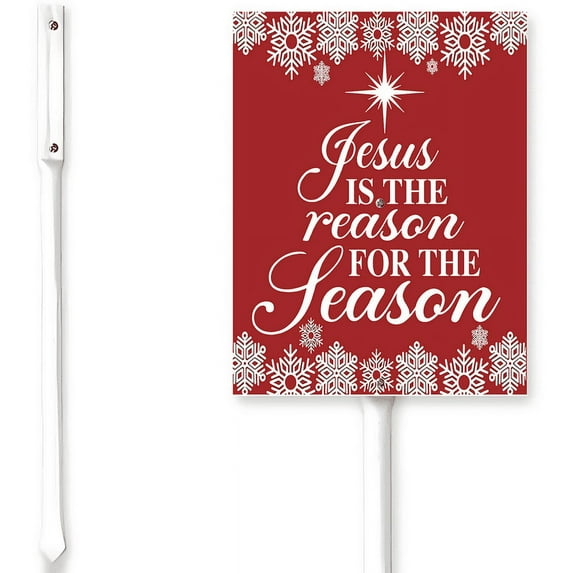Kurmntregon Christmas Sign With Stake 8x12inch Jesus Is The Reason Of The Season Yard Sign For Christmas Jesus Christmas Quote Garden Outdoor Sturdy Aluminum Door Porch Decoration