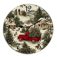 thumbnail image 1 of Kurmntregon Christmas Wall Clock Old Red Truck Winter Snowfield Xmas Holiday Wooden Silent Non Ticking Decorative Clock For Living Room, Kitchen, Home,Bathroom, Bedroom, Office Or School Round 10", 1 of 7
