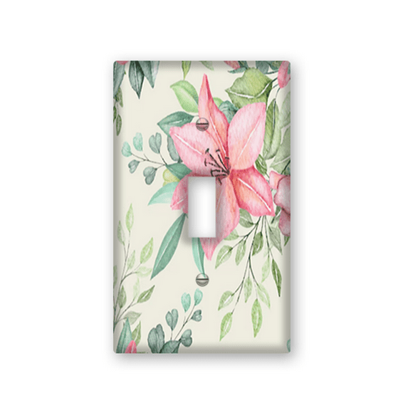 Kurmntregon Cute Floral Decorative Light Switch Cover Plate 1 Gang Decorative Light Switch Cover Switch Plate Toggle Wall Plate Switch Cover Plate For Bathroom Kitchen 4.50inx2.76in
