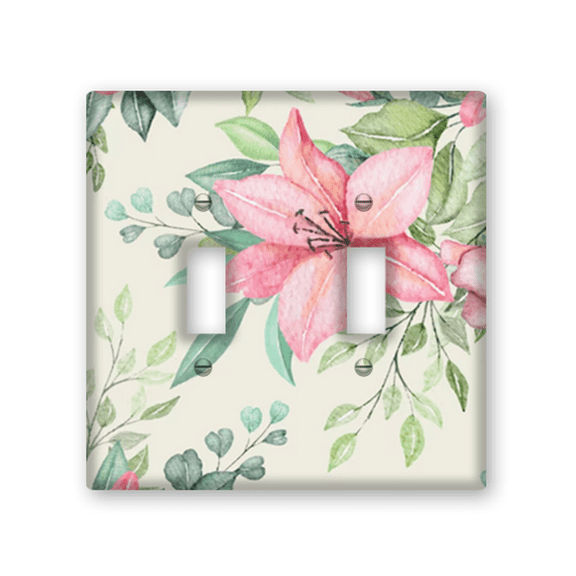 Kurmntregon Cute Floral Decorative Light Switch Cover Plate 2 Gang Decorative Outlet Cover Light Switch Plate Cover Electricity Receptacles Plates For Home Kitchen Living Bedroom 4.5inx4.5in