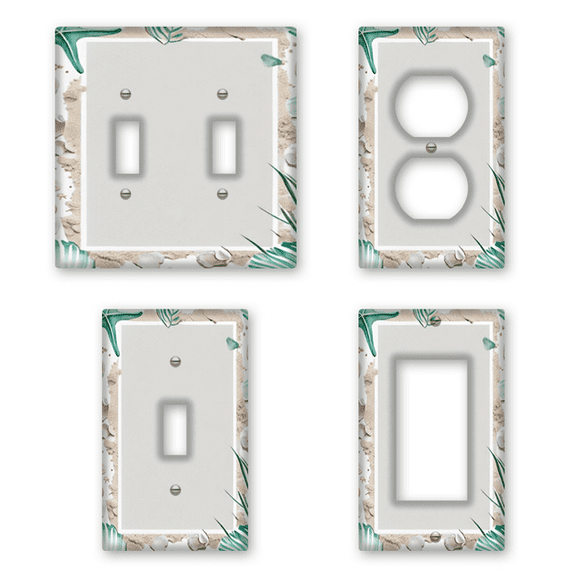 Kurmntregon Decorative Light Switch Cover Plate Beach Scene Sea Shells Seasonal Decorative Rustic Wall Plate Light Switch Cover Plate Electrical Switchplate Receptacle Standard Size