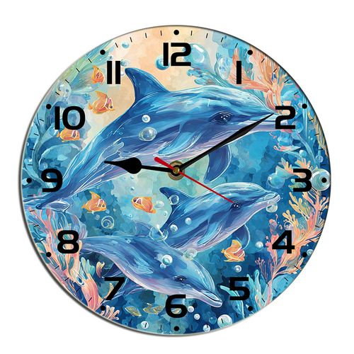 Kurmntregon Dolphin Wall Clock Coral Colorful Tropical Fish Under The ...