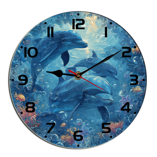 Kurmntregon Dolphin Wall Clock Coral Colorful Tropical Fish Under The ...