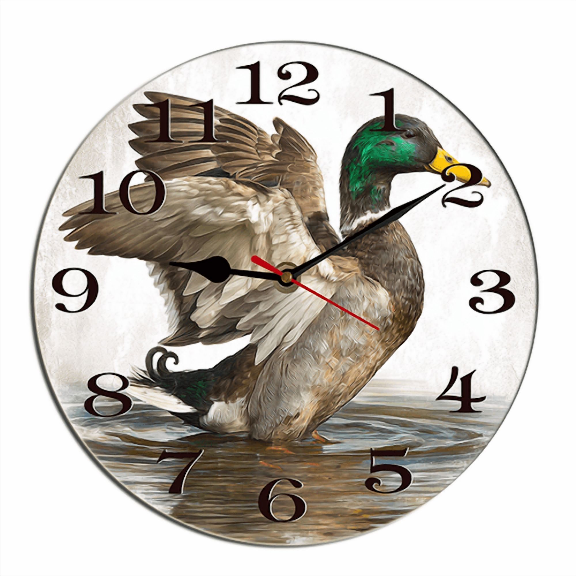 Kurmntregon Duck Hunting Wall Clock Flying Mallard Duck Wooden Holiday ...