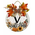 thumbnail image 1 of Kurmntregon Fall Front Door Welcome Sign Last Name/Initial Fall Wreath Alphabet V Monogram Wall Hanger Personalized Letters Pumpkin Thanksgiving Home Farmhouse Rustic Holiday Decoration Round 12", 1 of 7