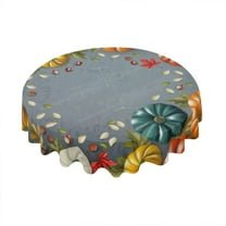 Kurmntregon Fall Pumpkin Table Cloth Thanksgiving Table Cover 60Inch Round, Farmhouse Decorative Autumn Table Cloth Dining Table Cover, Waterproof Table Cover Dinner Party