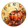 thumbnail image 1 of Kurmntregon Fall Pumpkin Wall Clock Hello Fall Harvest Leaves Wooden Accurate Decorative Clocks, Silent Non Ticking For Bathroom Bedroom/Living Room/Kitchen Hanging Desk Art Round 10", 1 of 7