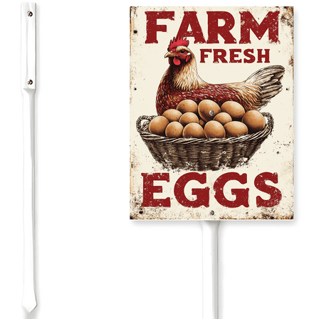 "Fresh Eggs" Rustic Farmhouse Metal Tin Sign - 8x11 Inch Wall Art For Kitchen, Coop, Or Cabin (Style A720) 5 thumbnail image