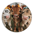 thumbnail image 1 of Kurmntregon Funny Cow Wall Clock Farmhouse Animal Girls Room Wooden Kitchen Silent Non Ticking Decorative Clock For Living Room, Kitchen, Home,Bathroom, Bedroom, Office Or School Shop Hotel Round 10", 1 of 7