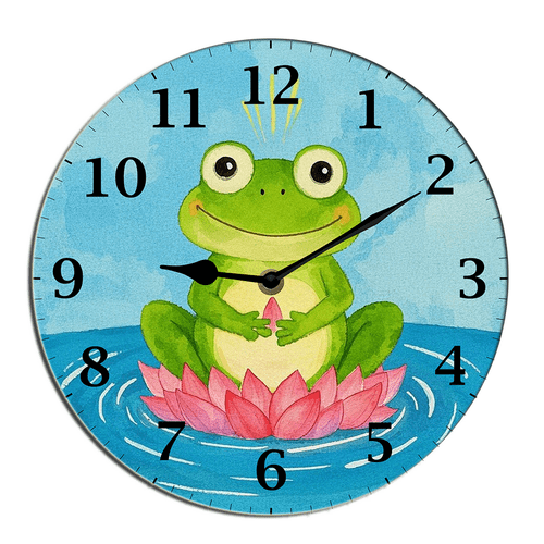 Kurmntregon Funny Frog Wall Clock Yoga Lotus Flower Silent Clock Non-Ticking Desk Clock Decorative For Living Room Home Office School Kitchen Wall Decorative For Living Room Round 10"